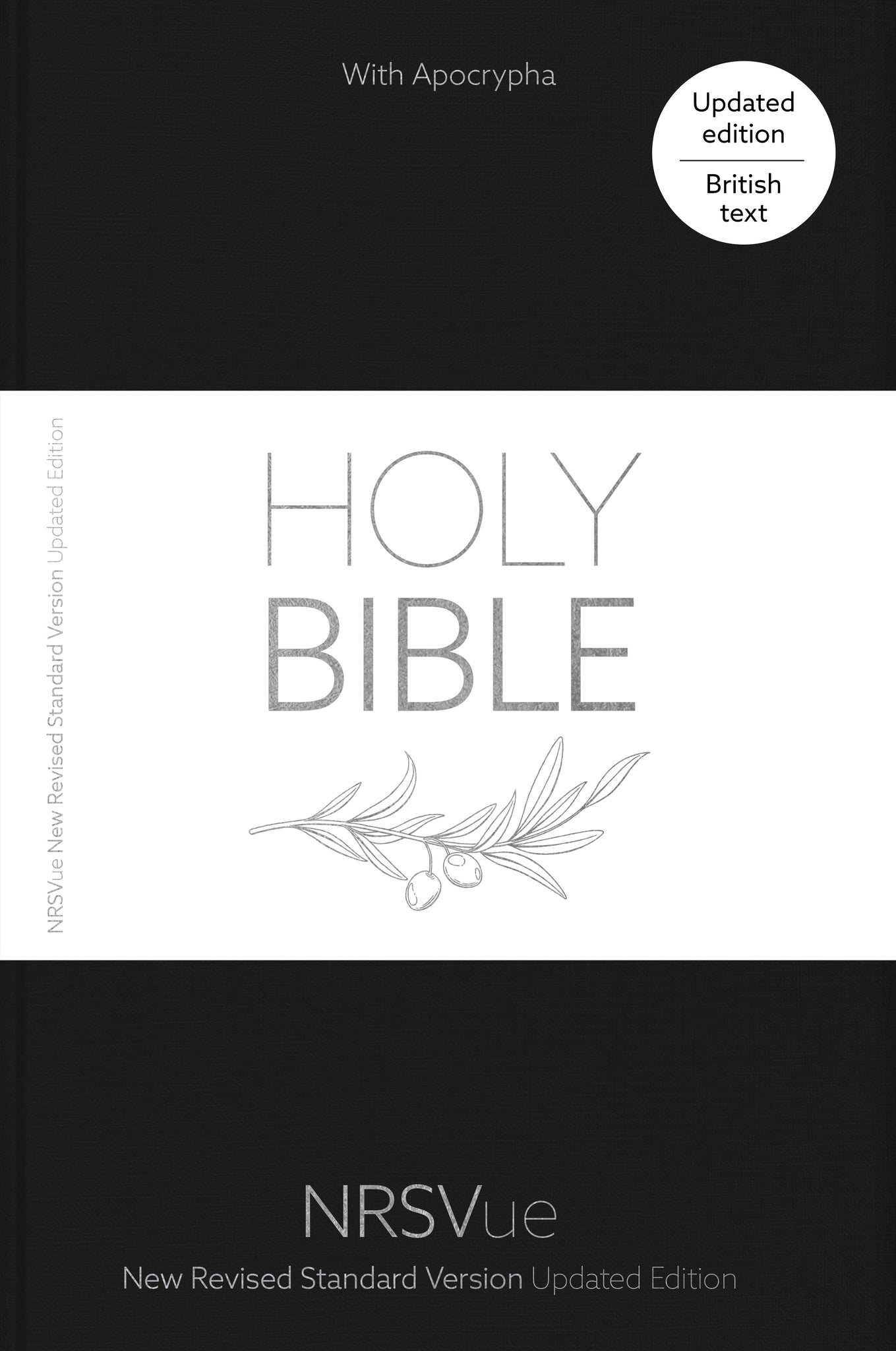 NRSVue Holy Bible with Apocrypha, Black Hardback, Silver Foiled Cover, Silver Ribbon Marker, British Text, NRSVue New Revised Standard Version Updated Edition, Hardback, Standard size