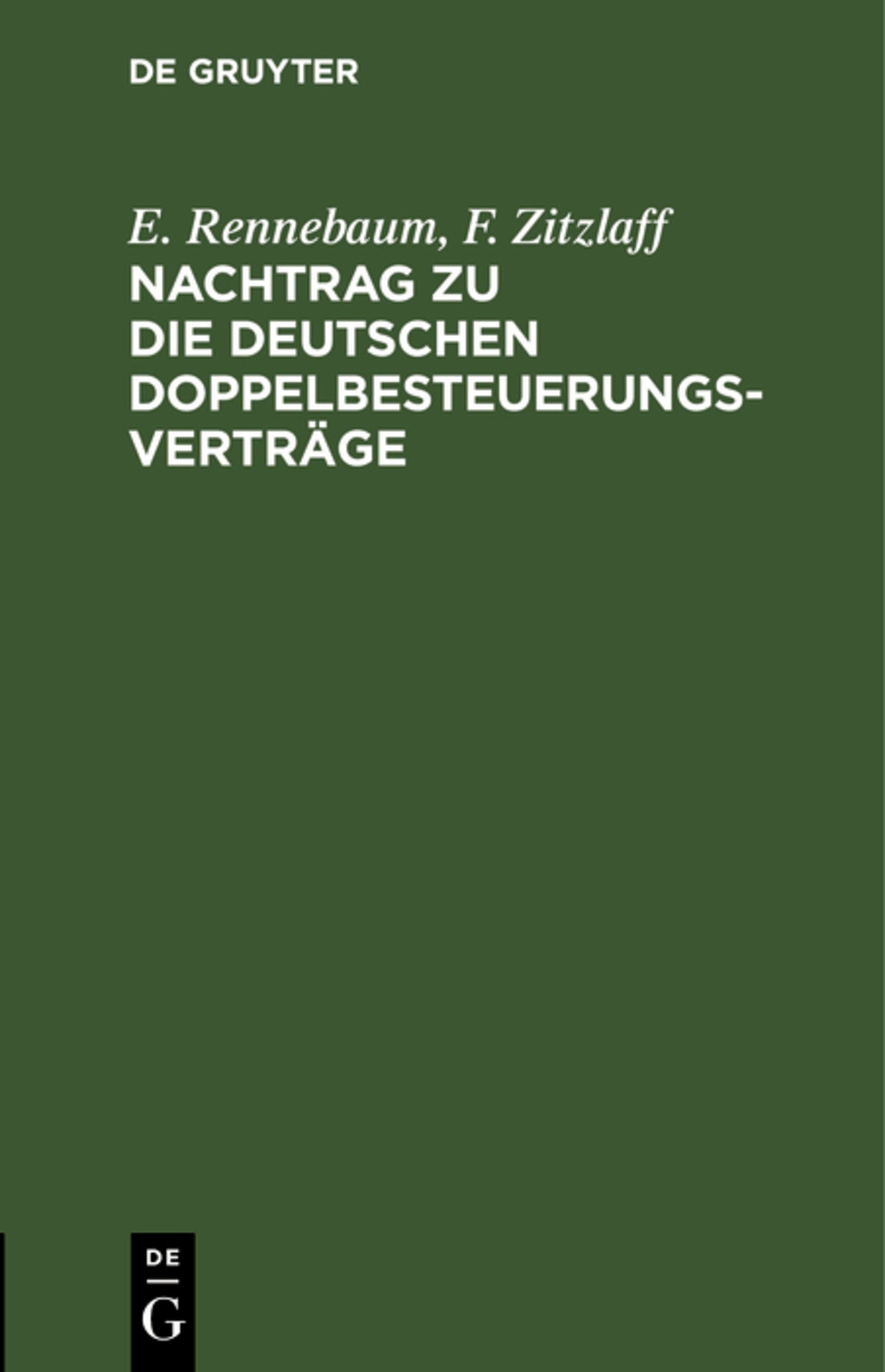 Nachtrag zu Die deutschen Doppelbesteuerungsverträge