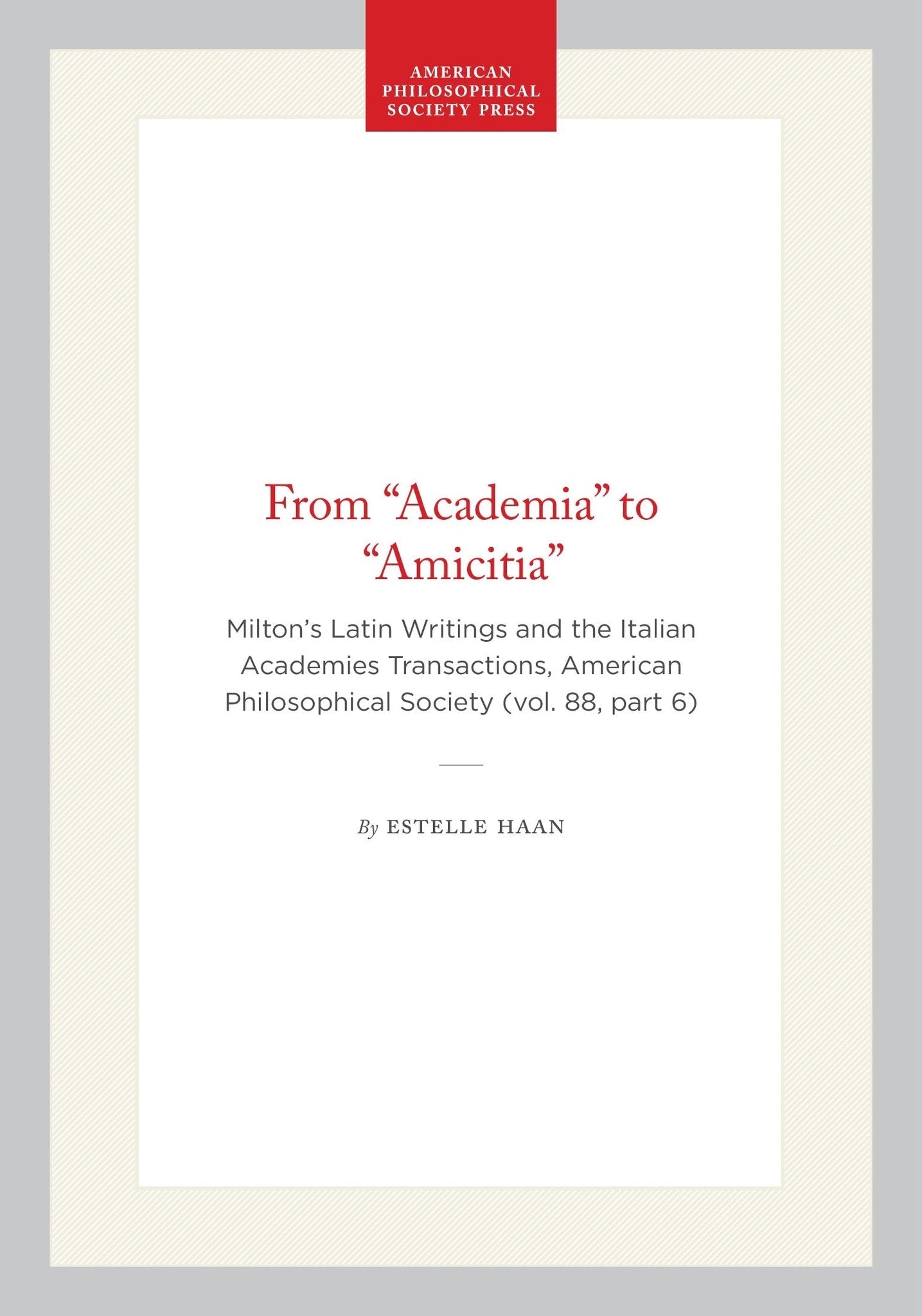 From “Academia” to “Amicitia”