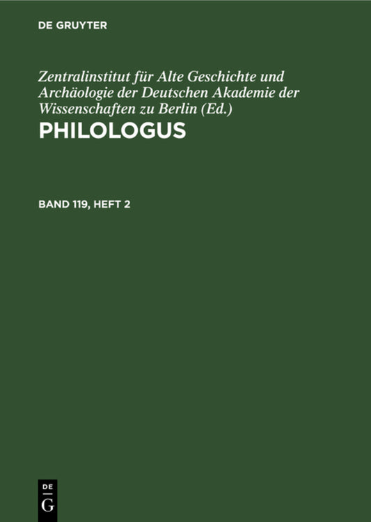 Philologus. Band 119, Heft 2