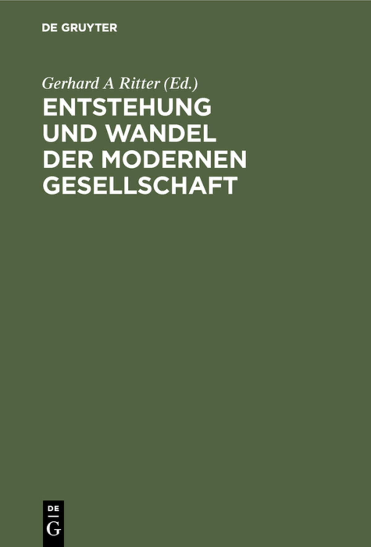Cover image for Entstehung und Wandel der modernen Gesellschaft ISBN 9783110063806