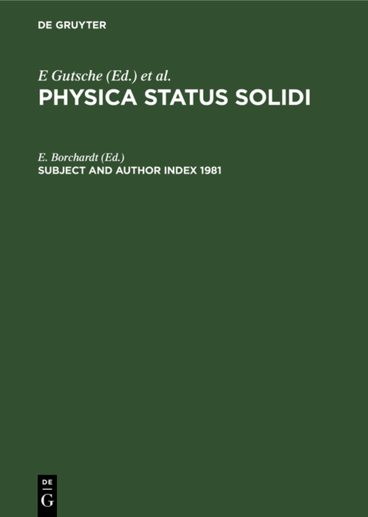 Subject and Author Index 1981