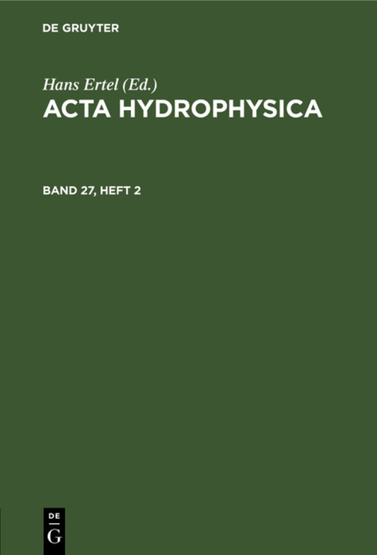 Acta Hydrophysica. Band 27, Heft 2