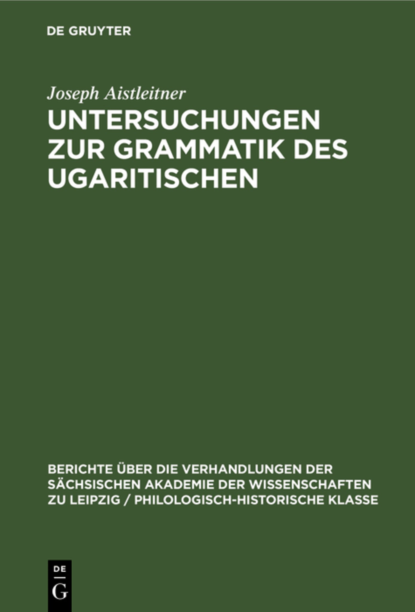 Cover image for Untersuchungen zur Grammatik des Ugaritischen ISBN 9783112483053