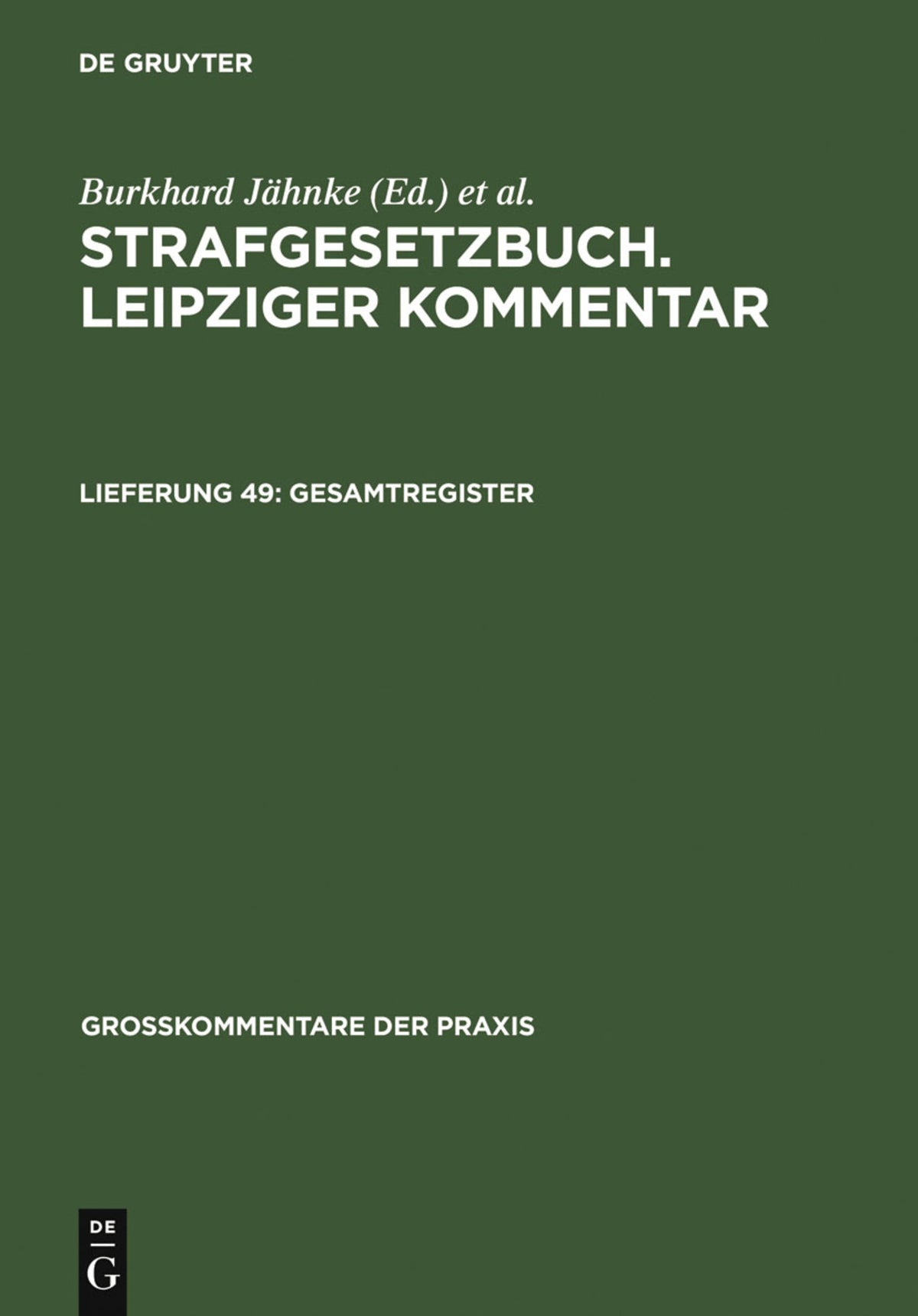 Cover image for Gesamtregister ISBN 9783899492125