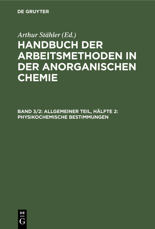 Allgemeiner Teil, Hälfte 2: Physikochemische Bestimmungen