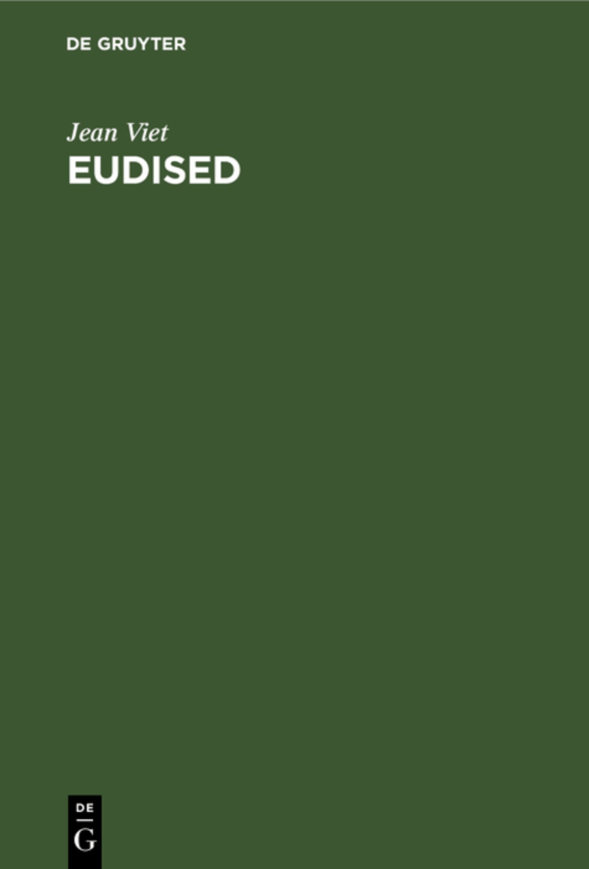 Cover image for Eudised ISBN 9783112307489