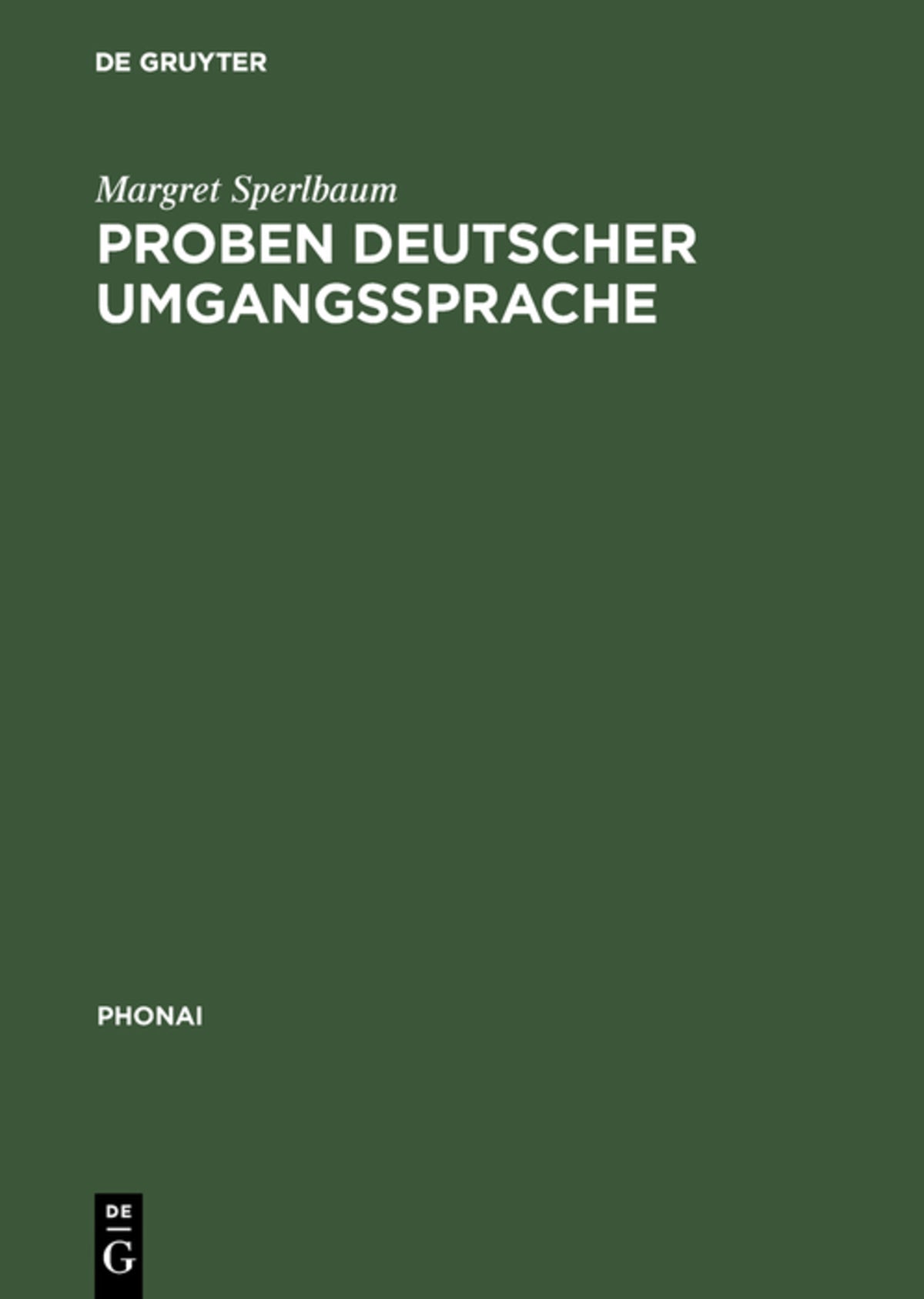 Cover image for Proben deutscher Umgangssprache ISBN 9783484230170