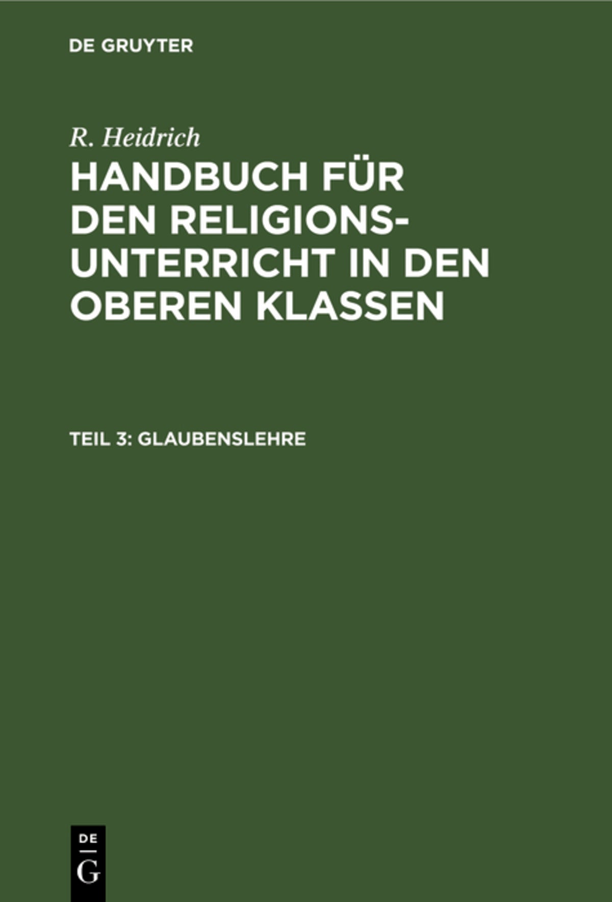 Cover image for Glaubenslehre ISBN 9783112378076