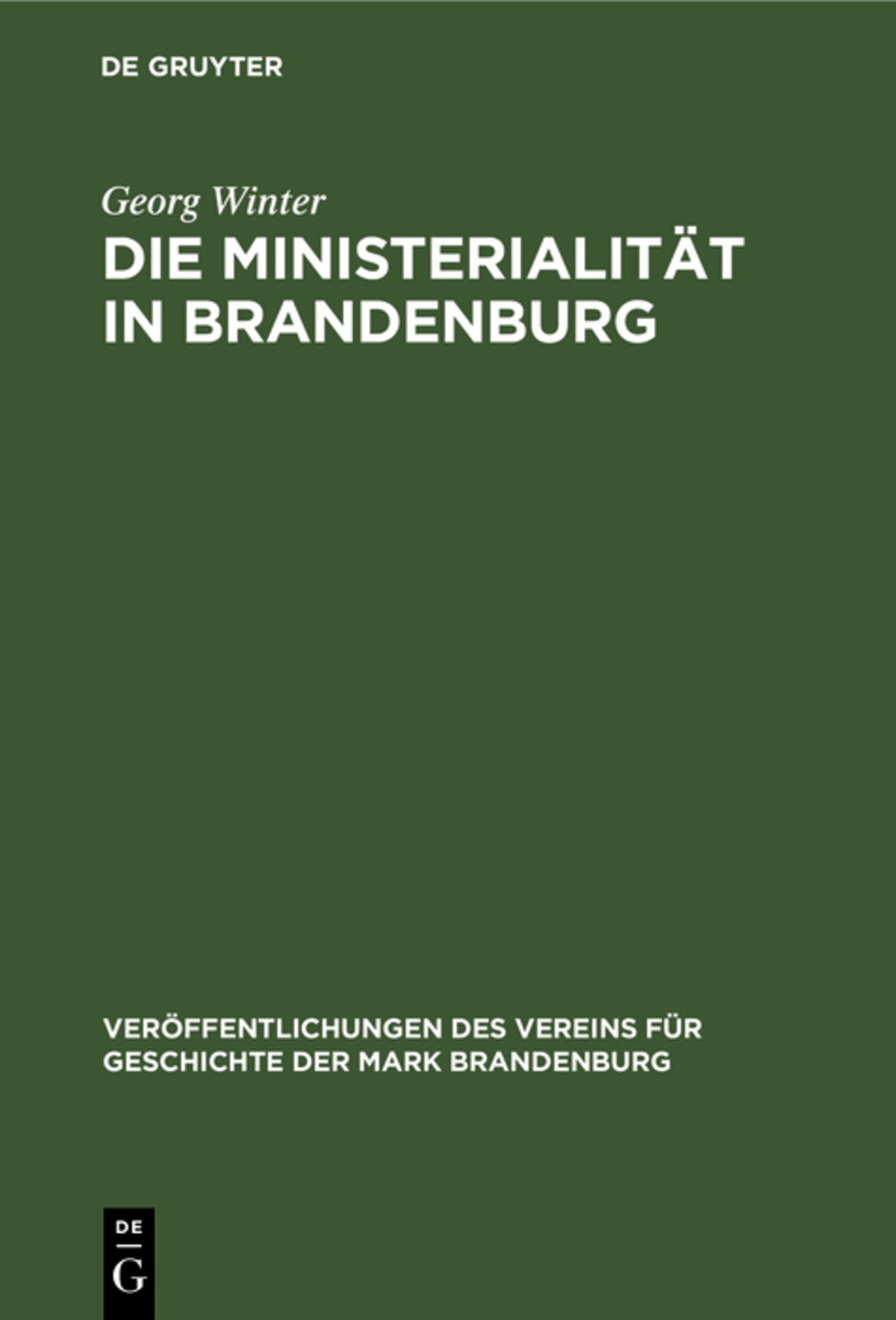 Cover image for Die Ministerialität in Brandenburg ISBN 9783486748093