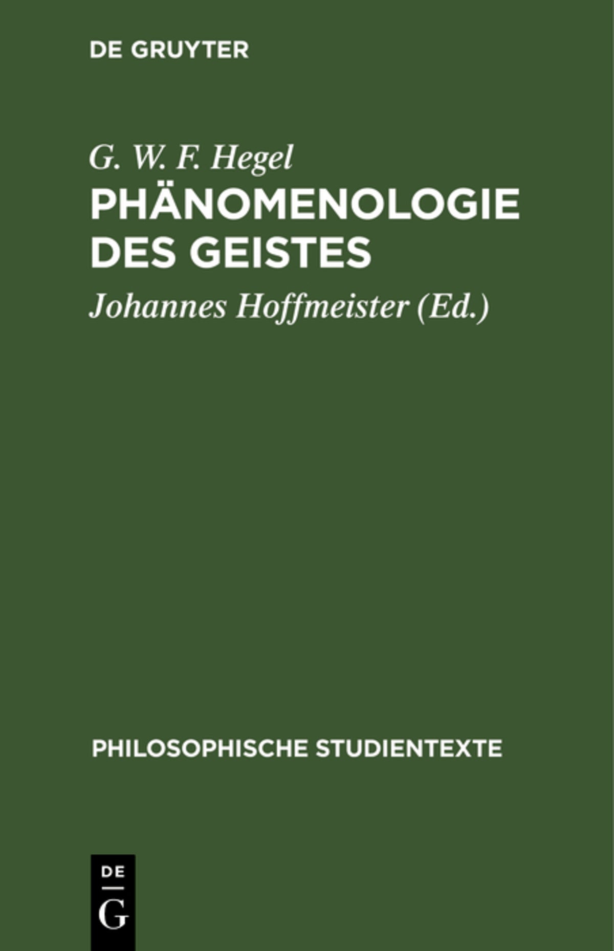 Cover image for Phänomenologie des Geistes ISBN 9783112530993