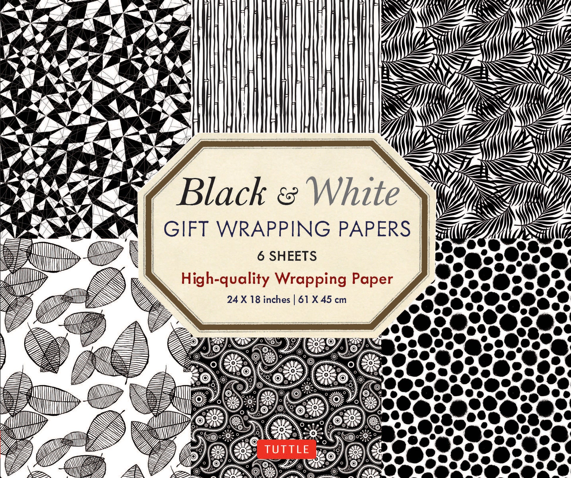 Black & White Gift Wrapping Papers - 6 sheets