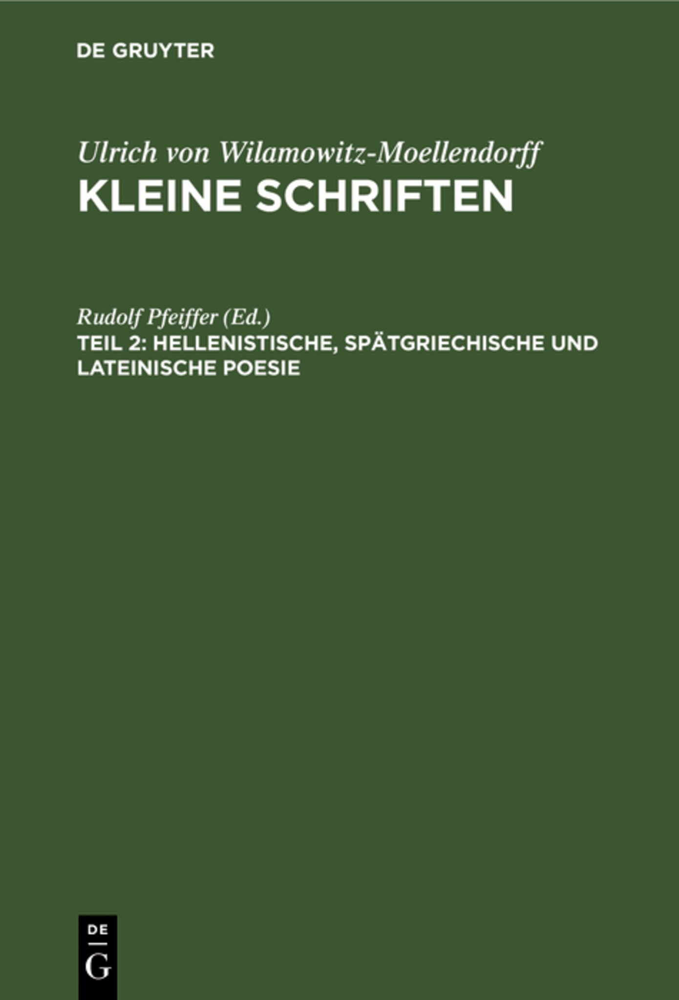 Hellenistische, spätgriechische und lateinische Poesie