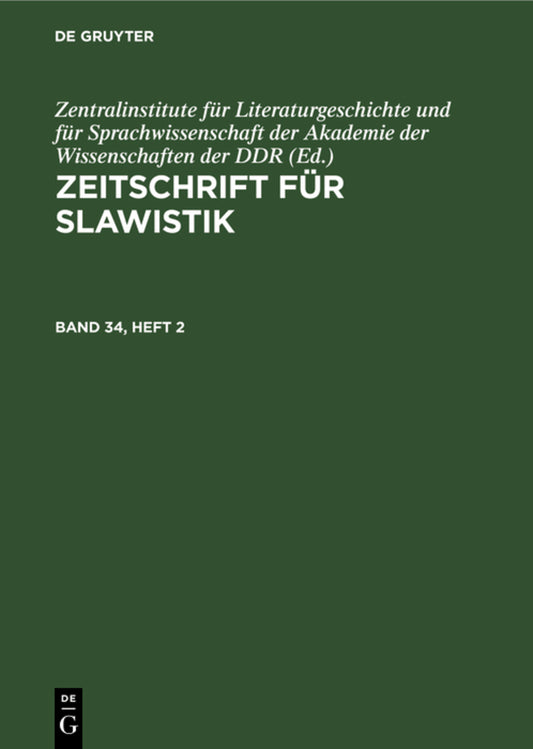 Zeitschrift für Slawistik. Band 34, Heft 2