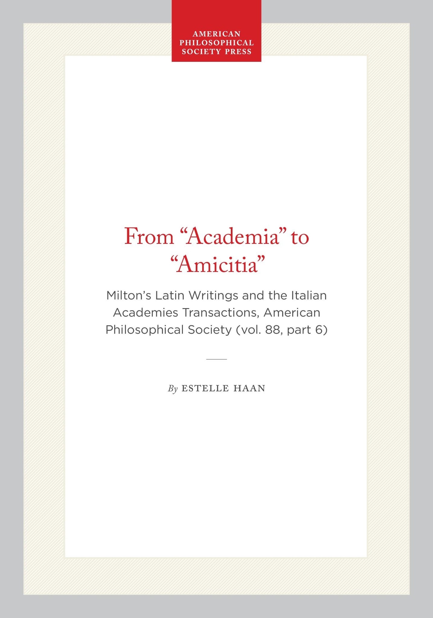 From “Academia” to “Amicitia”