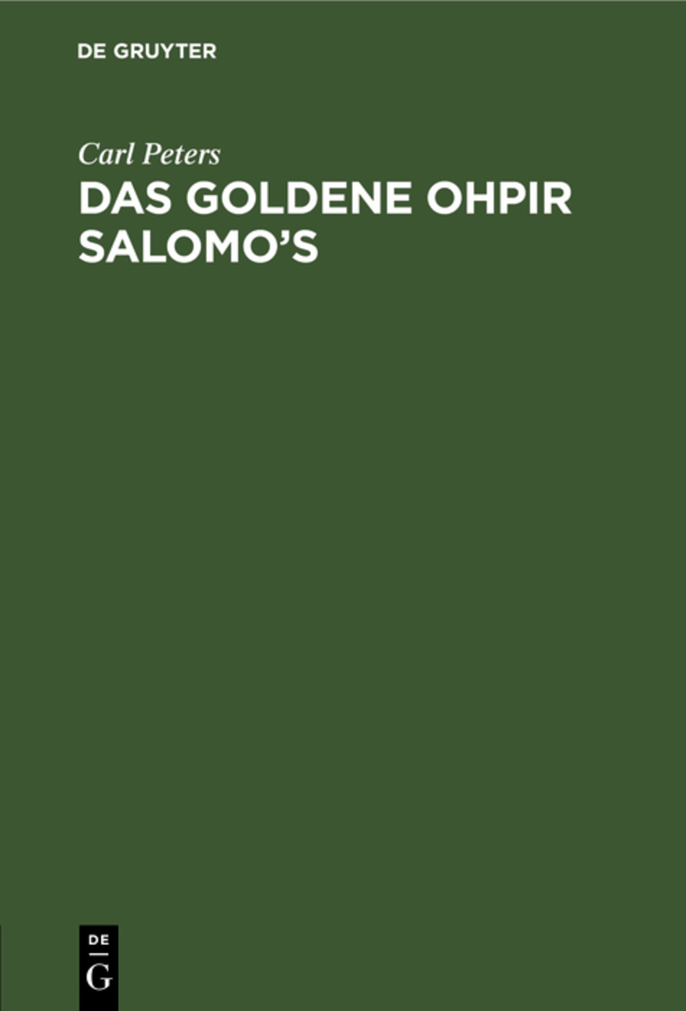 Das Goldene Ohpir Salomo’s