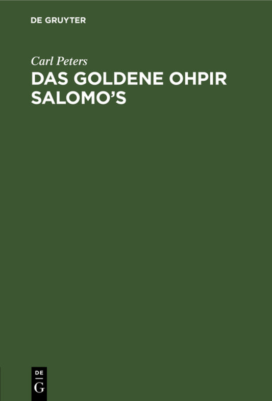 Das Goldene Ohpir Salomo’s