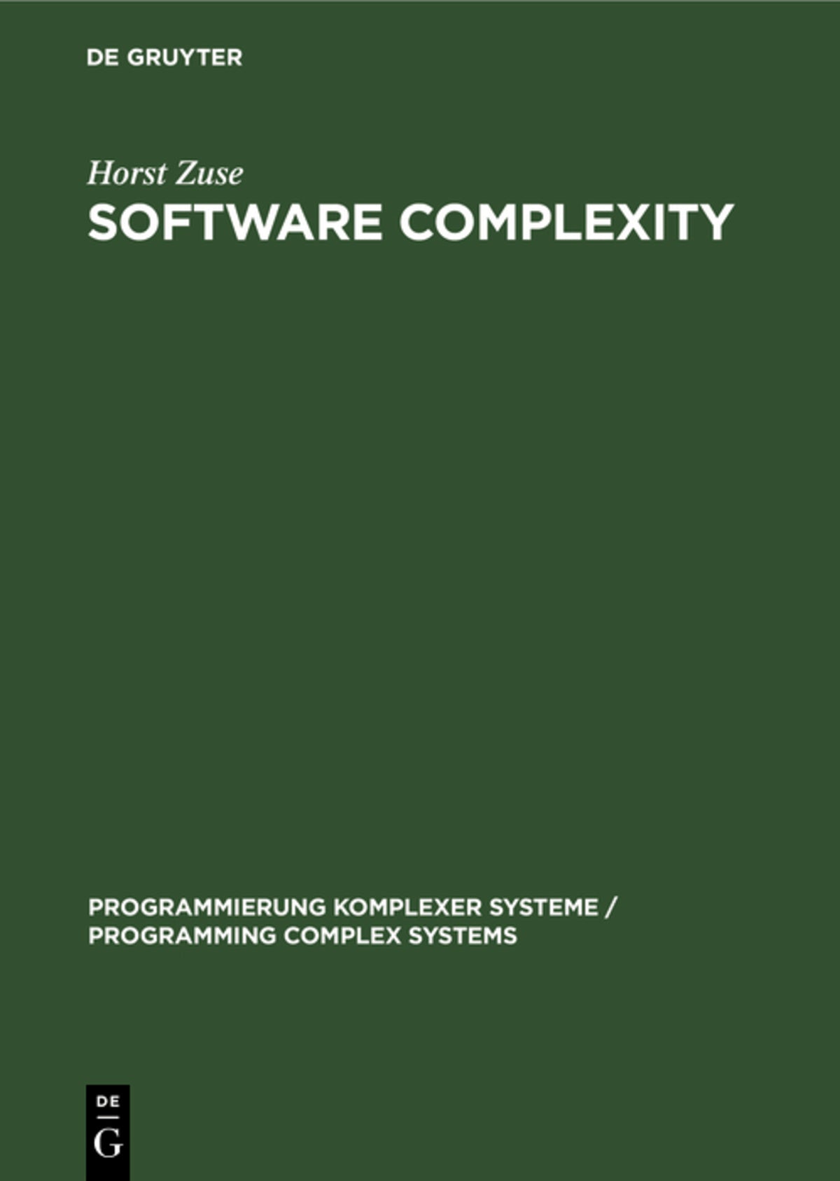 Cover image for Software Complexity ISBN 9783110122268