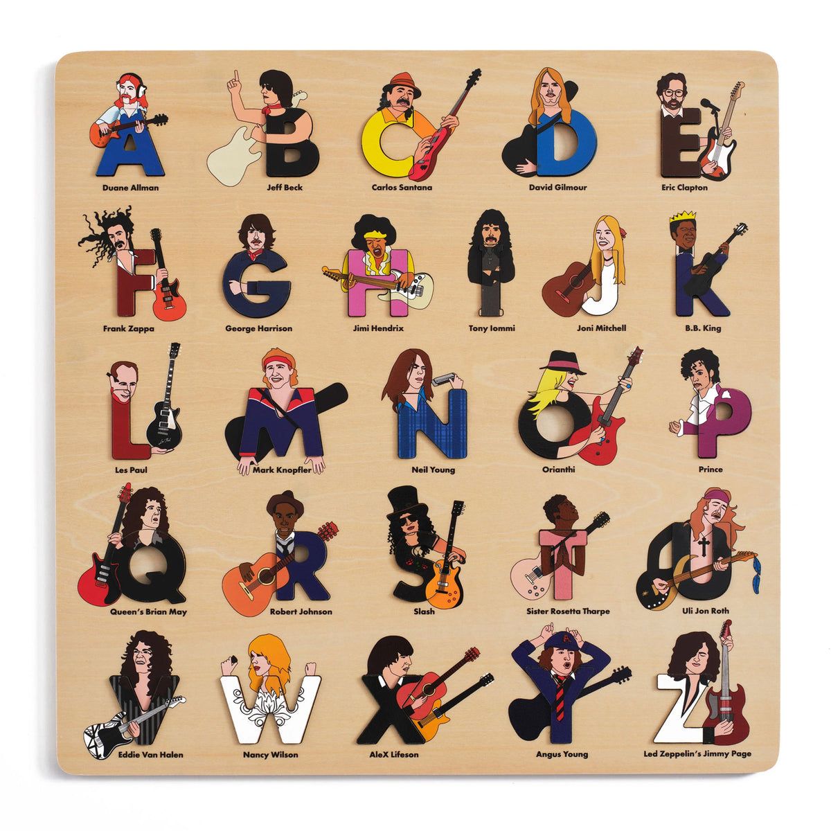 Cover image for Guitar Legends Wooden Alphabet Puzzle ISBN 9781763753877