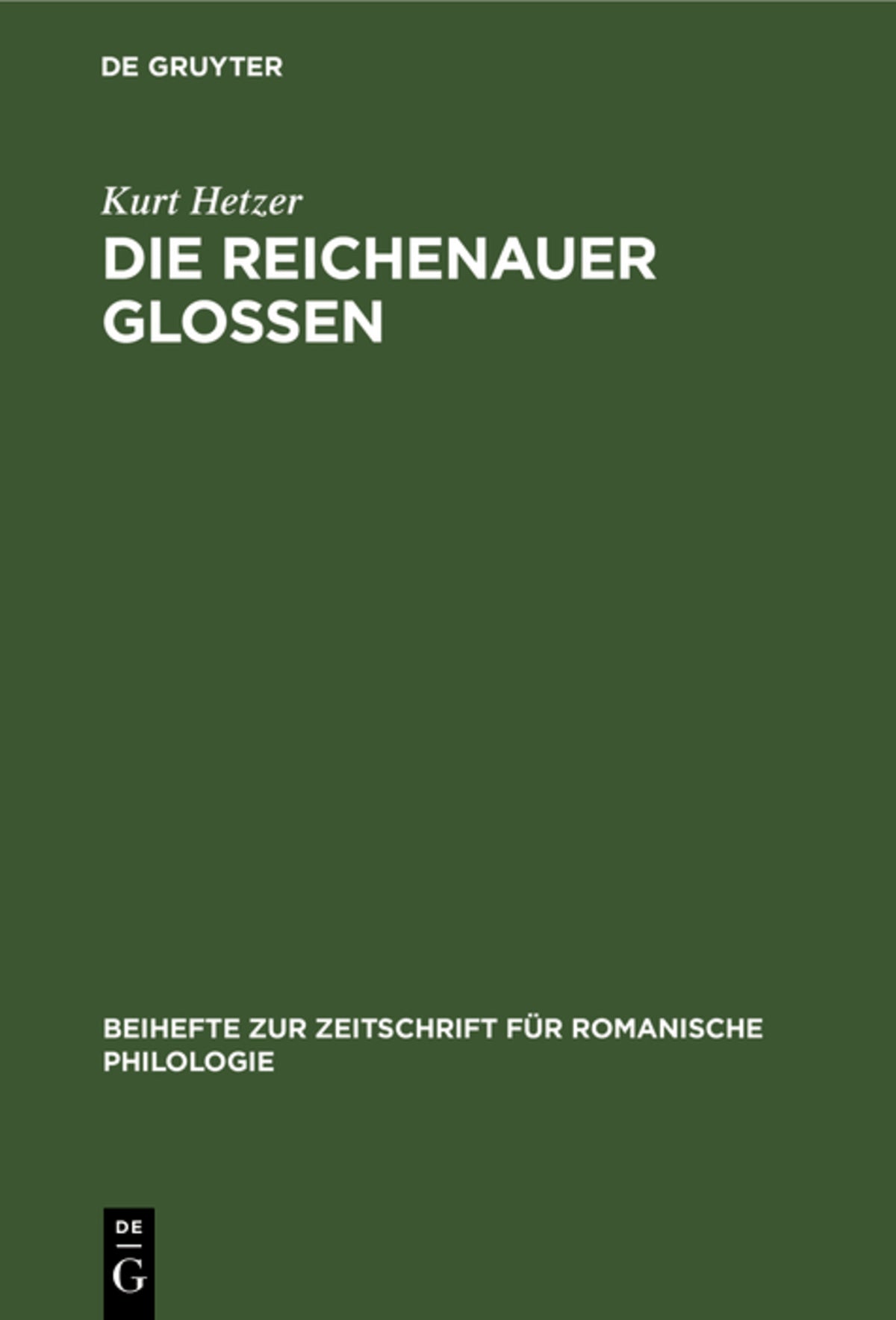 Cover image for Die Reichenauer Glossen ISBN 9783112323571