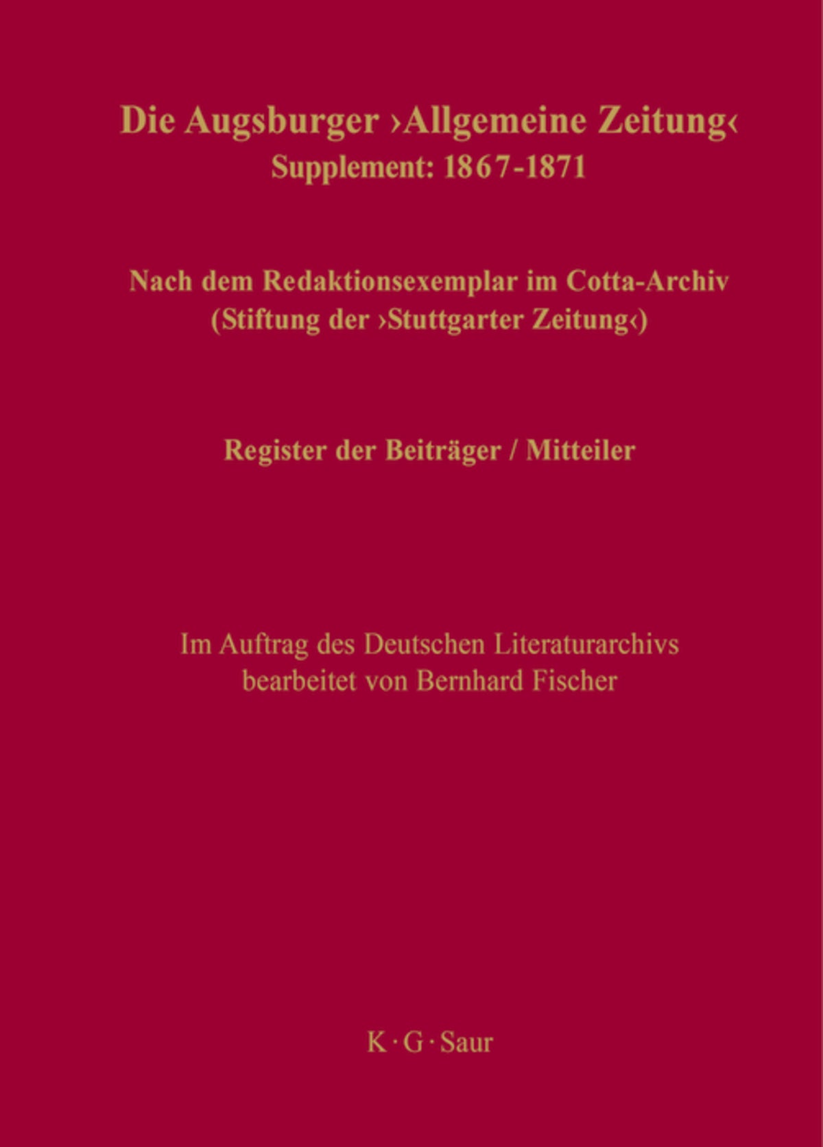 Register der Beiträger / Mitteiler