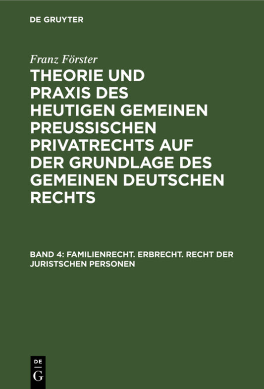 Familienrecht. Erbrecht. Recht der juristschen Personen