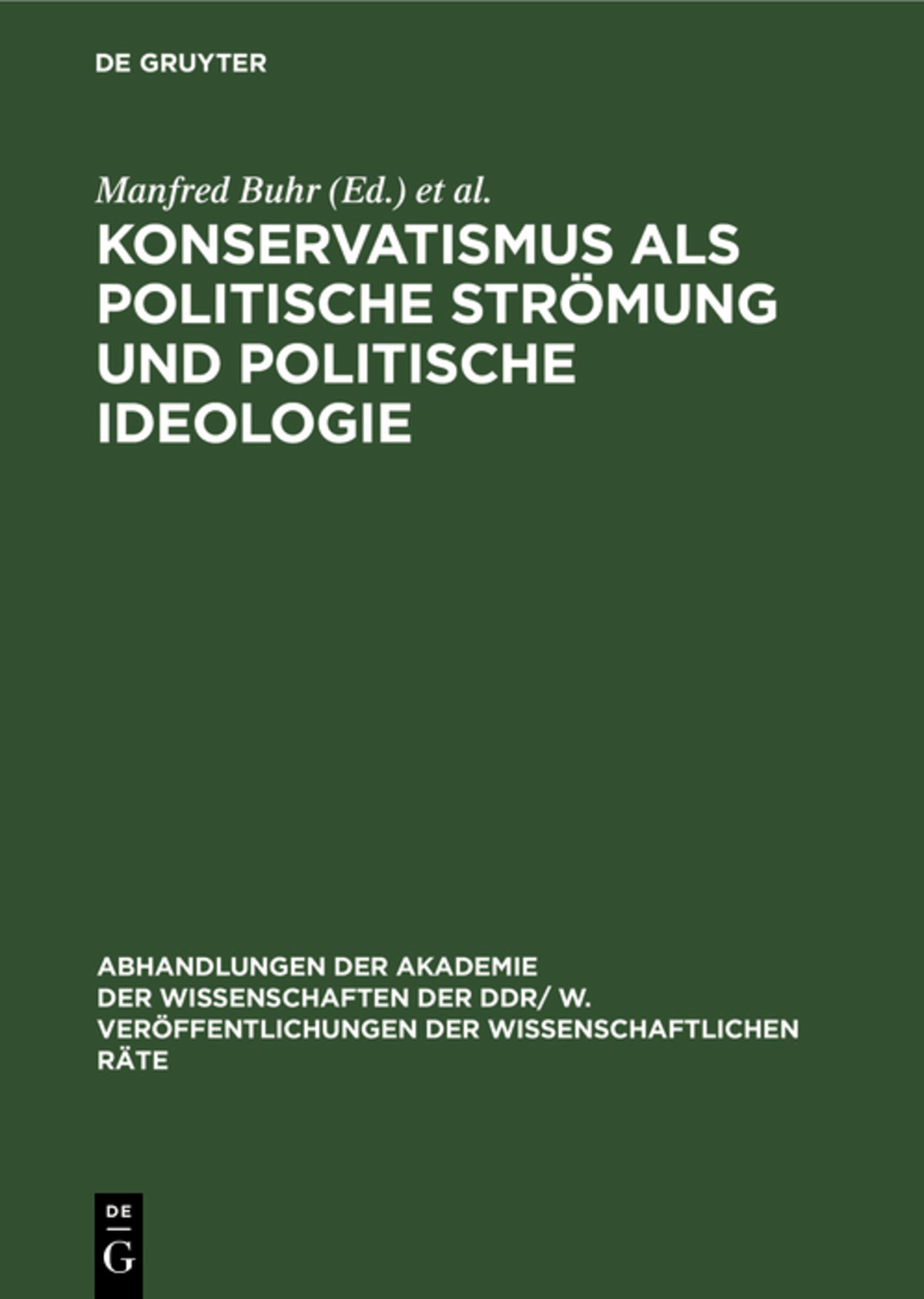 Konservatismus als politische Strömung und politische Ideologie