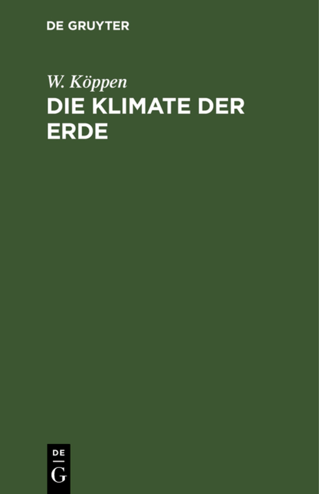 Cover image for Die Klimate der Erde ISBN 9783111125107