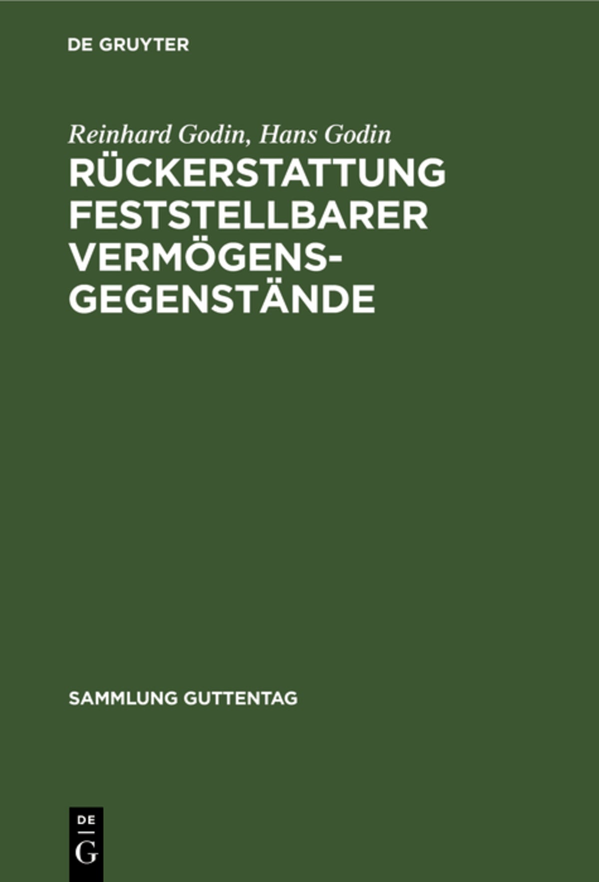 Cover image for Rückerstattung feststellbarer Vermögensgegenstände ISBN 9783111035260