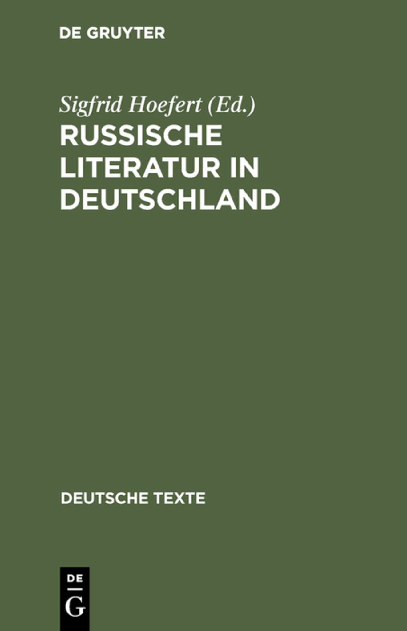 Cover image for Russische Literatur in Deutschland ISBN 9783484190313