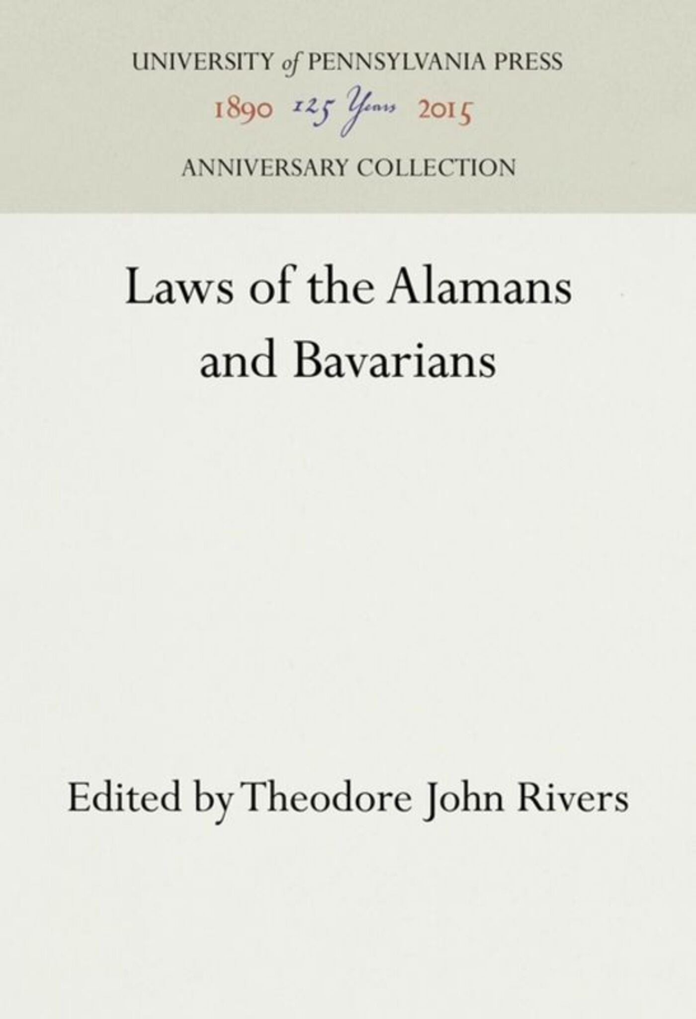 Cover image for Laws of the Alamans and Bavarians ISBN 9781512805956