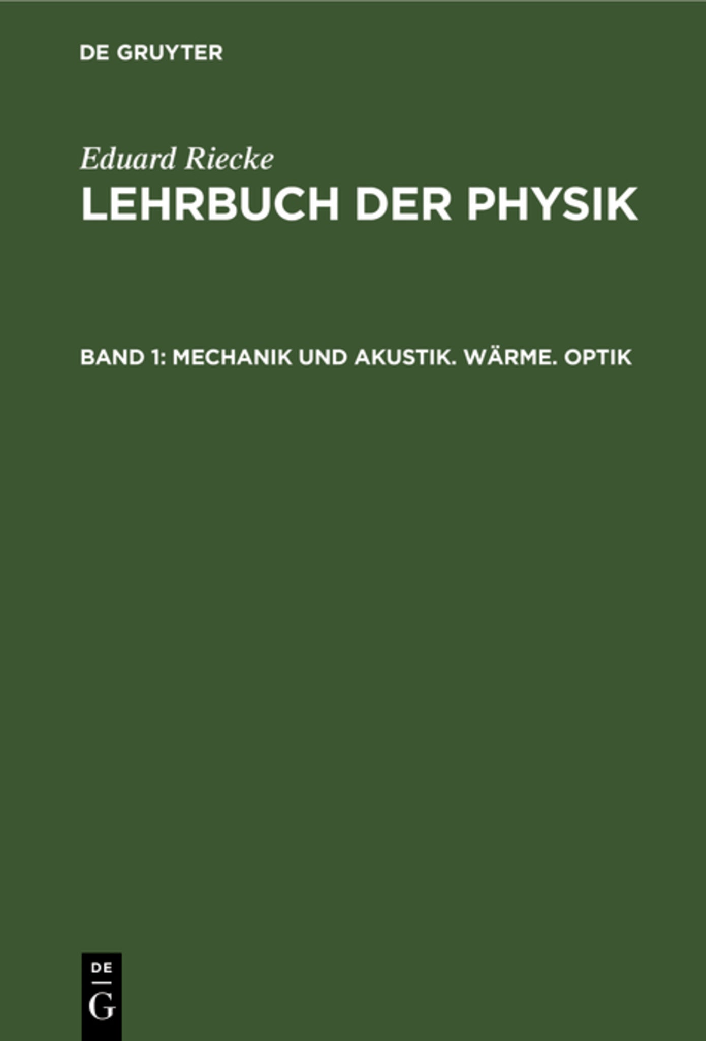 Mechanik und Akustik. Wärme. Optik
