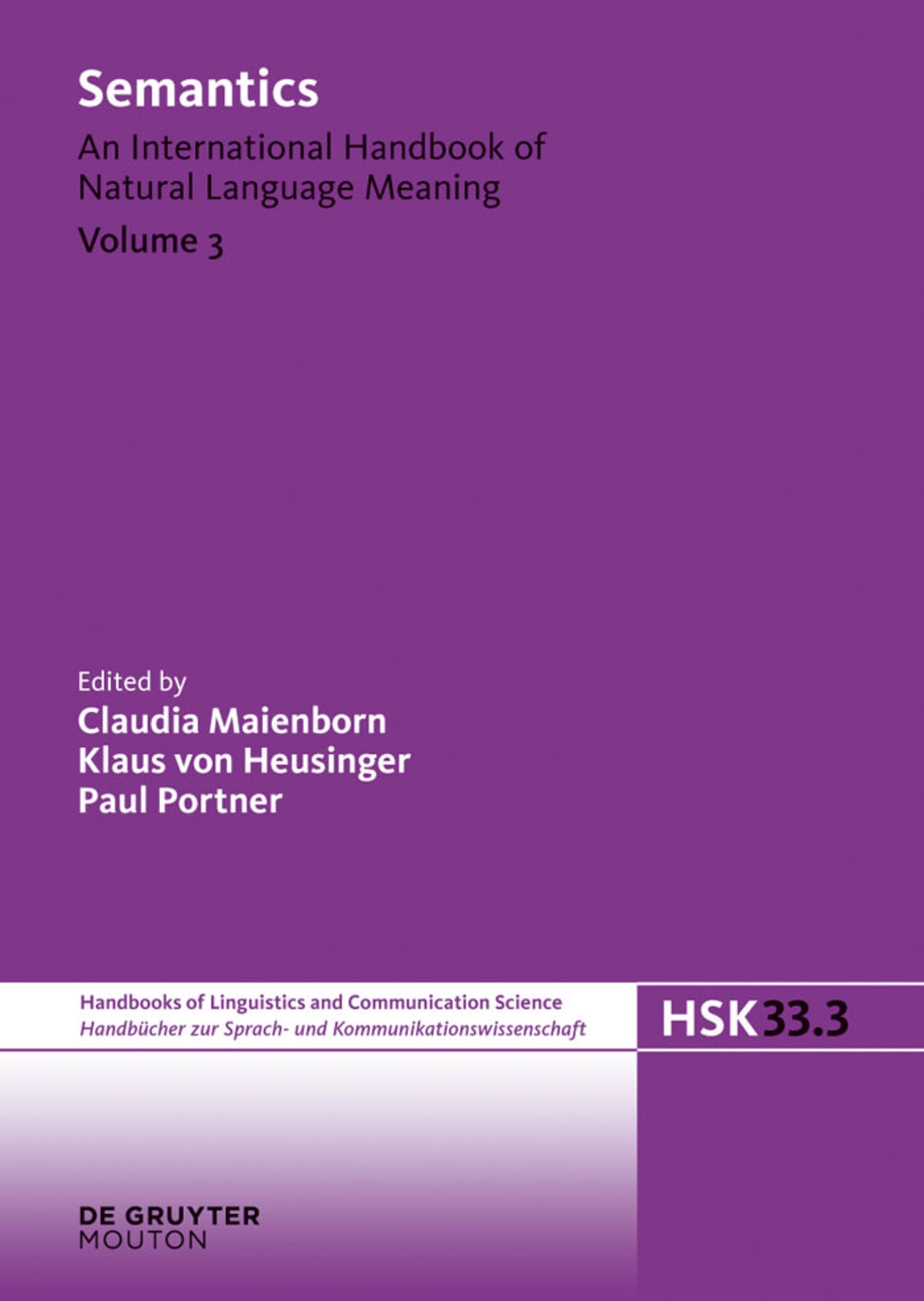 Cover image for Semantics. Volume 3 ISBN 9783110253375