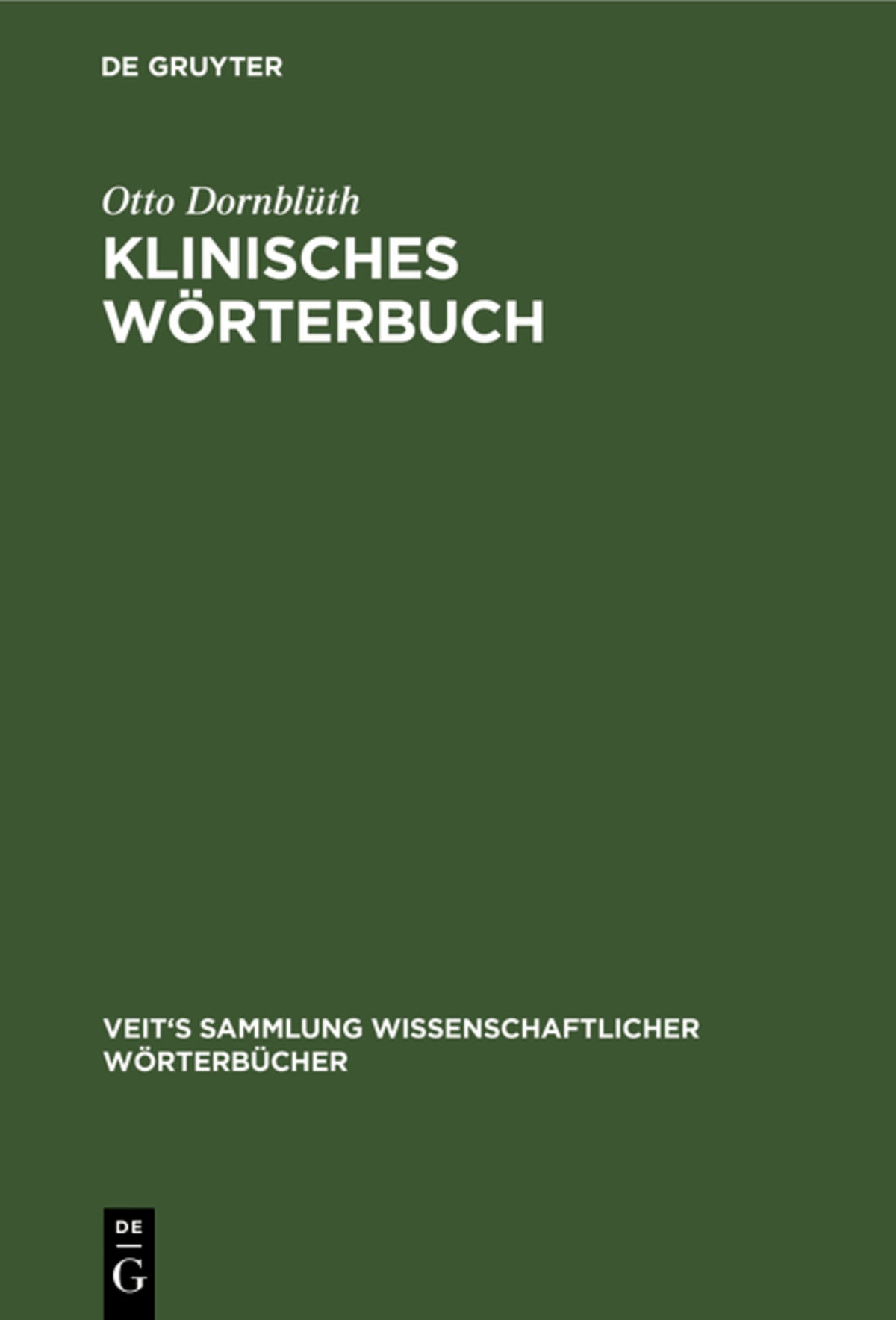Cover image for Klinisches Wörterbuch ISBN 9783112369234