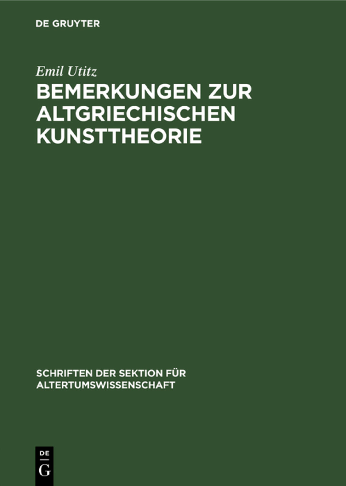 Bemerkungen zur Altgriechischen Kunsttheorie