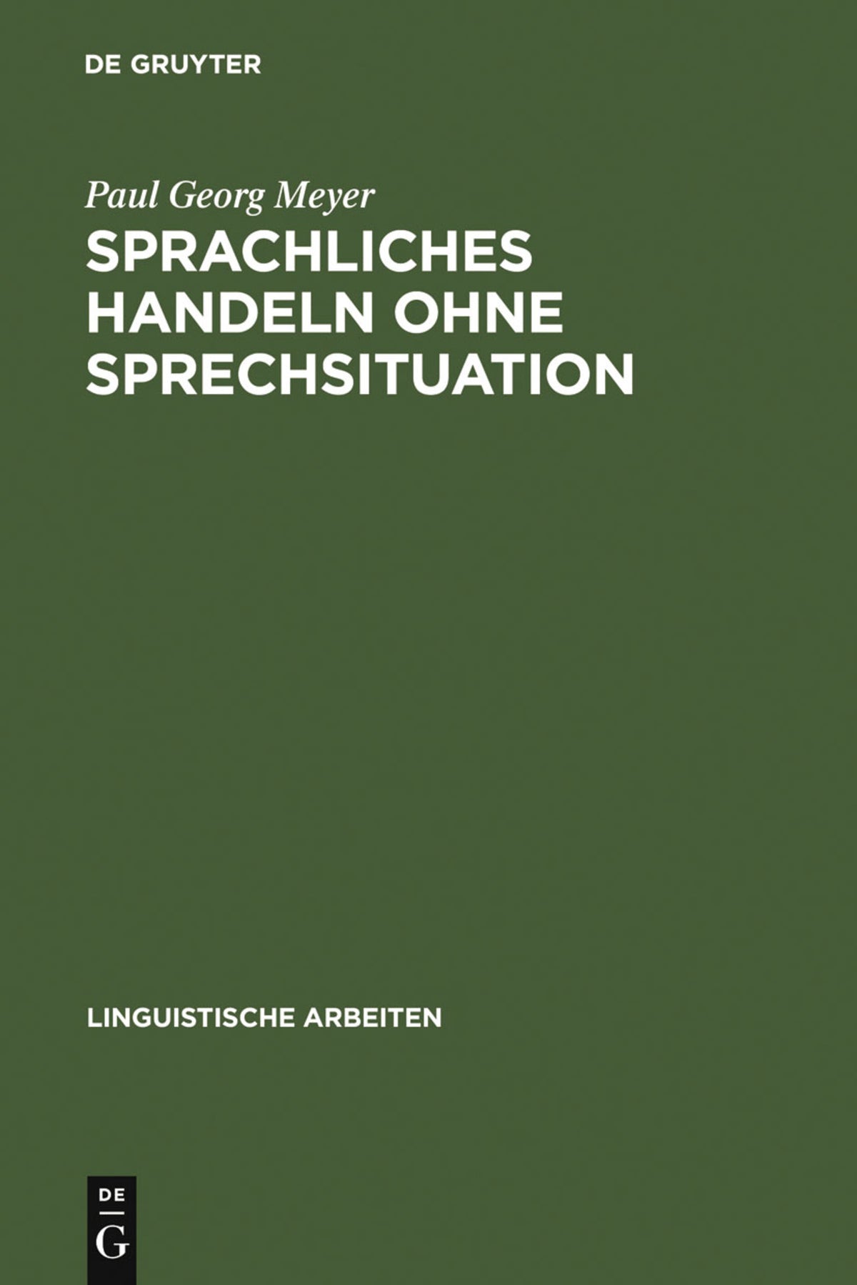 Cover image for Sprachliches Handeln ohne Sprechsituation ISBN 9783484301351