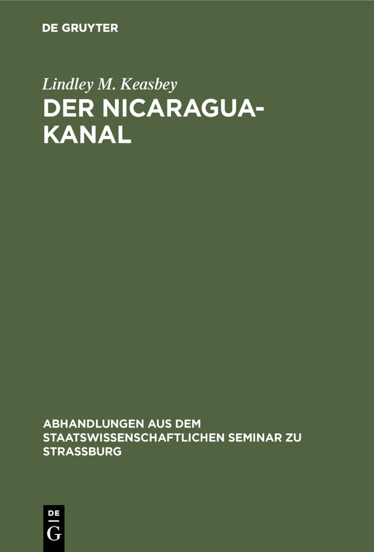 Cover image for Der Nicaragua-Kanal ISBN 9783111257358