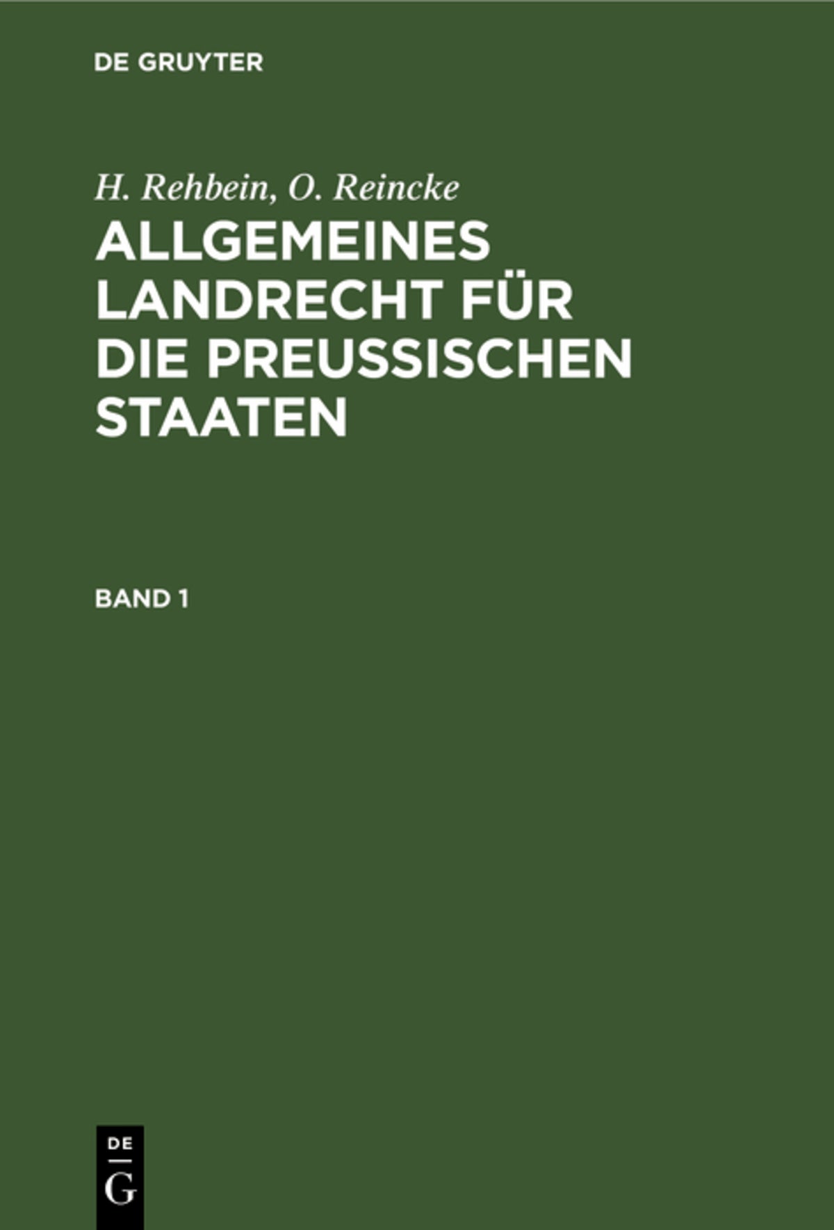 Cover image for Allgemeines Landrecht für die Preußischen Staaten. Band 1 ISBN 9783112377772
