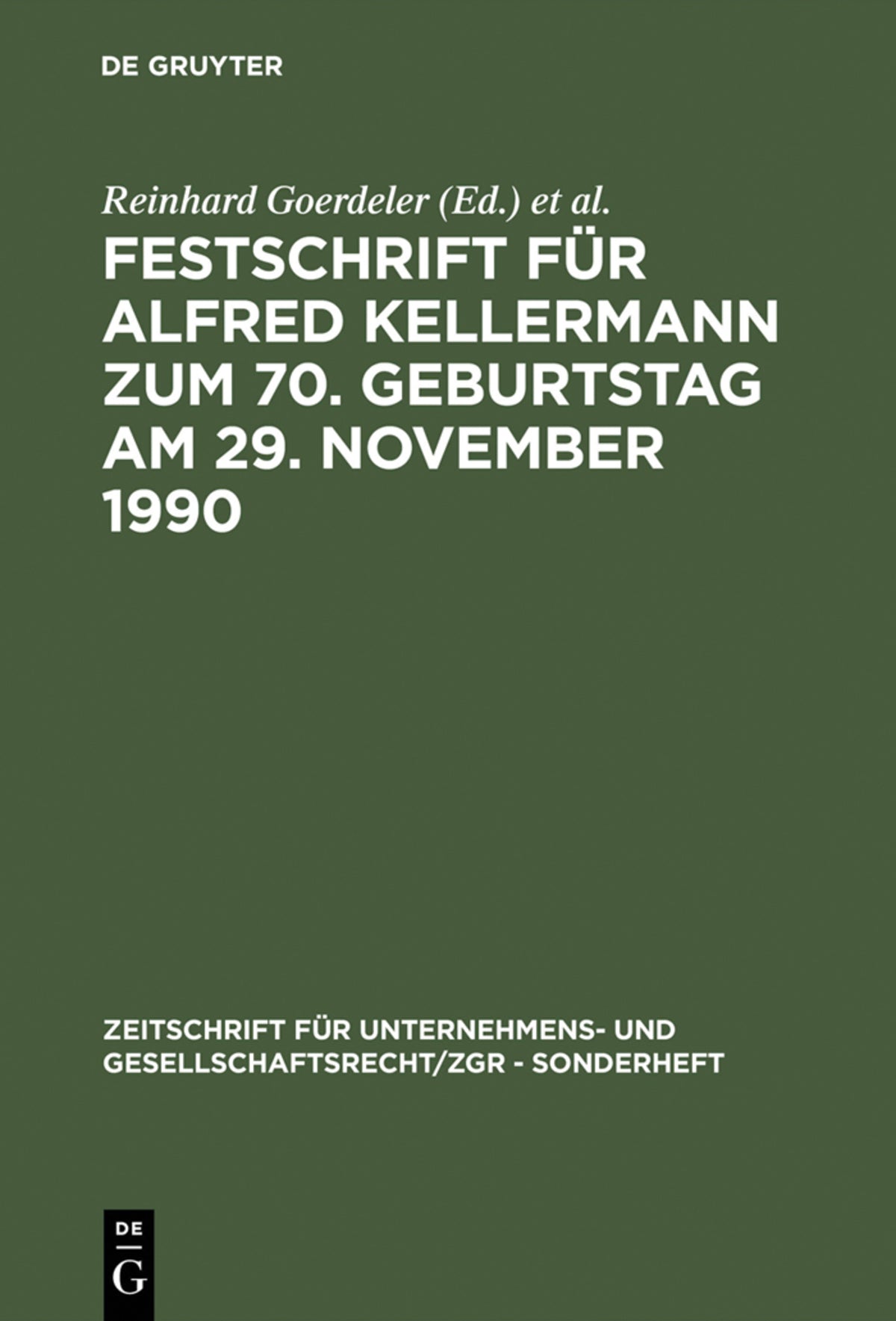 Festschrift für Alfred Kellermann zum 70. Geburtstag am 29. November 1990