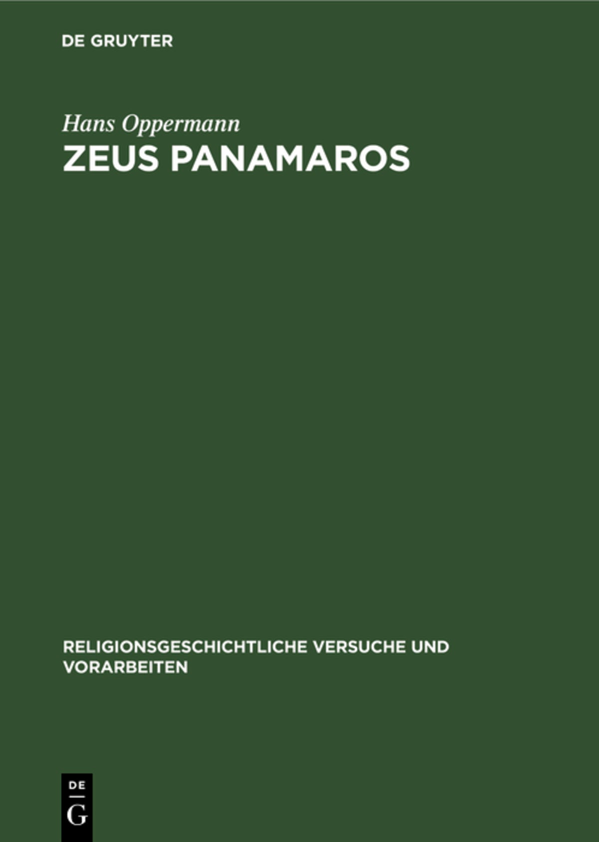 Cover image for Zeus Panamaros ISBN 9783111015910