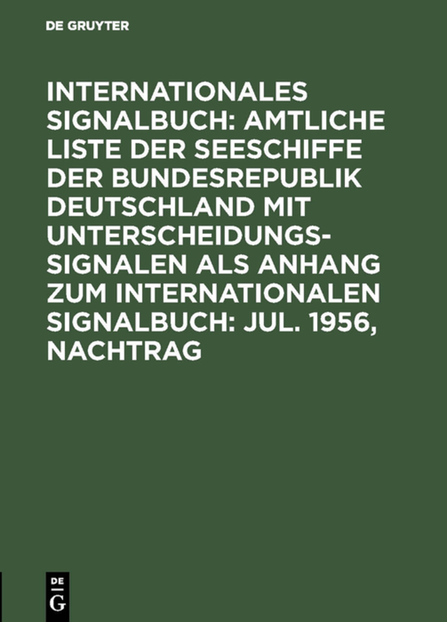 Cover image for Jul. 1956, Nachtrag ISBN 9783111312101