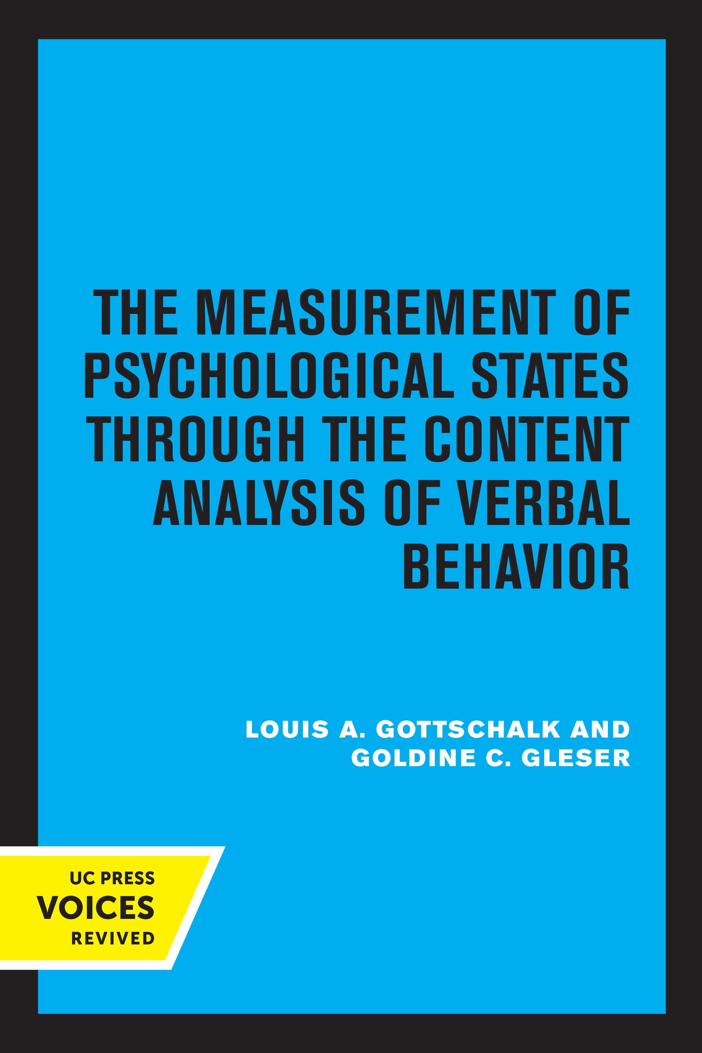 Cover image for The Measurement of Psychological States Through the Content Analysis of Verbal Behavior ISBN 9780520376762
