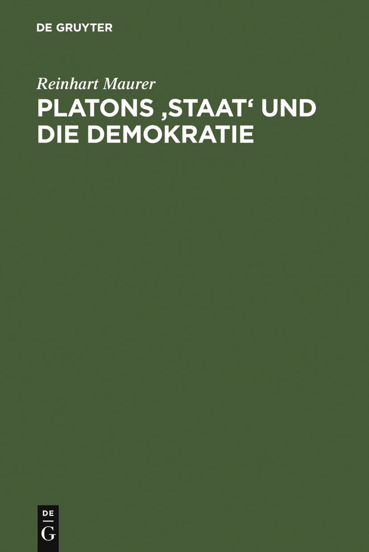 Cover image for Platons 'Staat' und die Demokratie ISBN 9783110063912