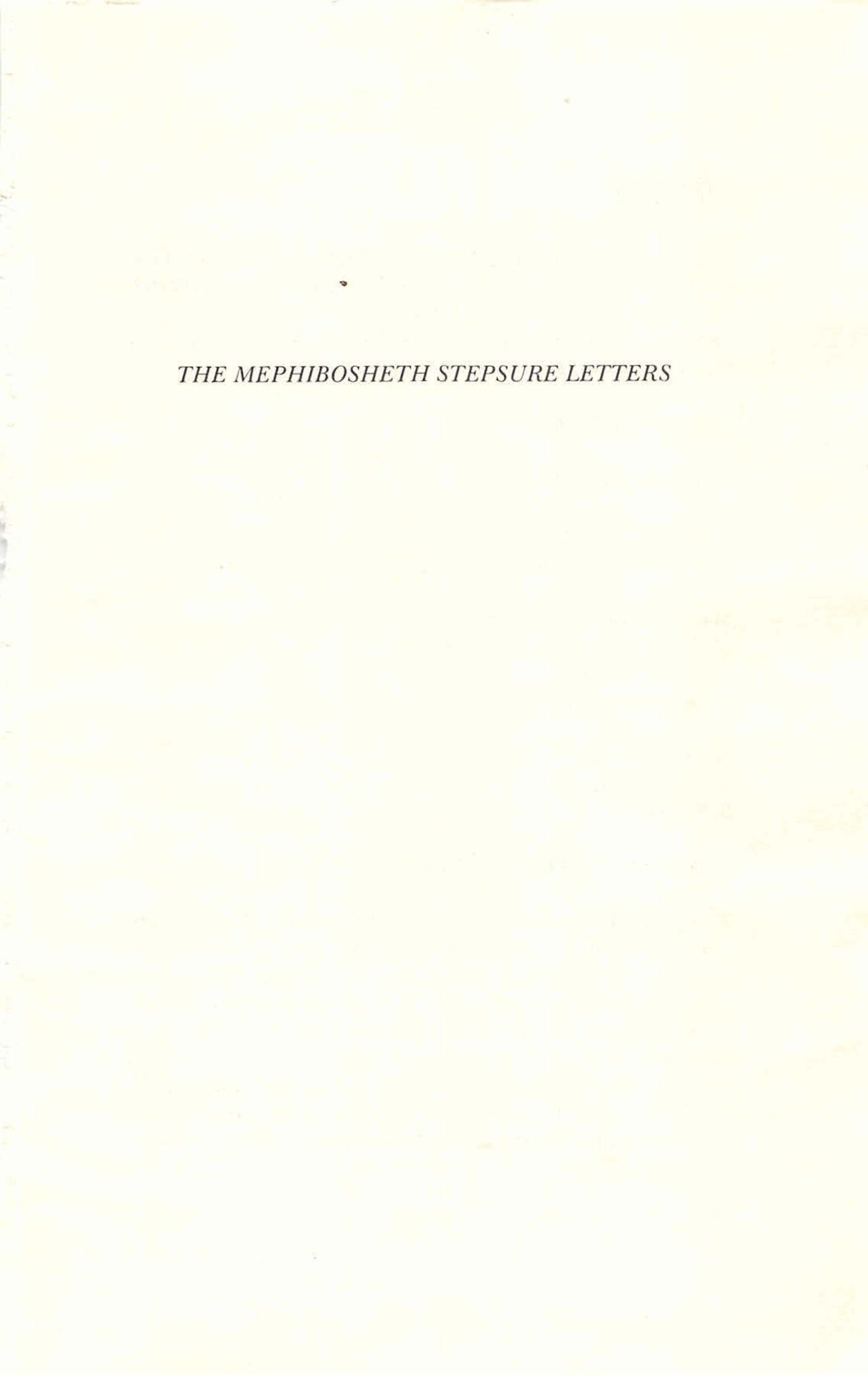Cover image for The Mephibosheth Stepsure Letters ISBN 9780886290443