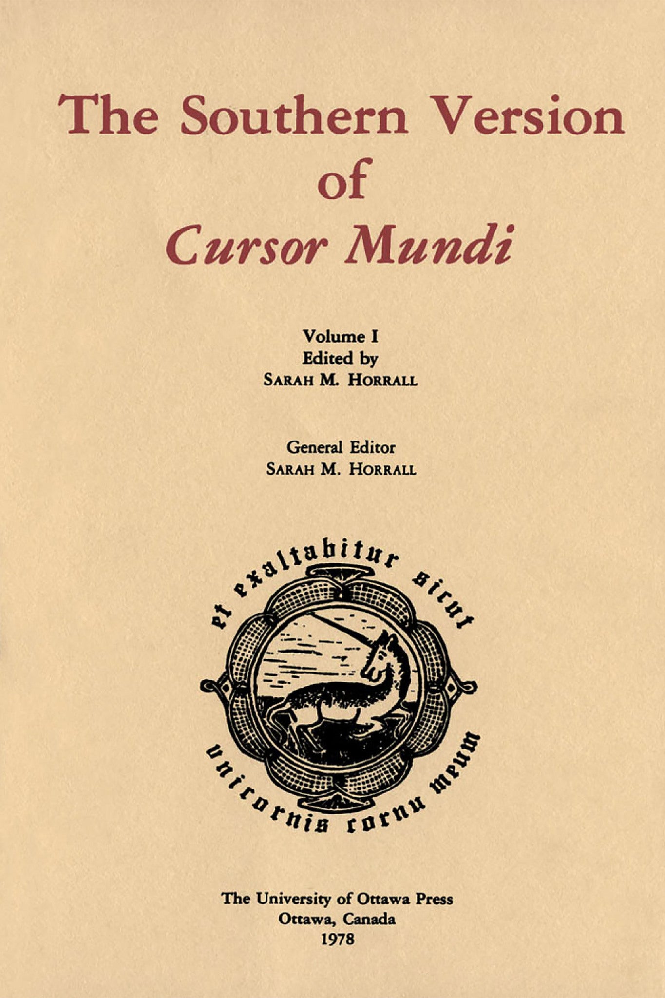 Cover image for The Southern Version of Cursor Mundi, Vol. I ISBN 9780776648057
