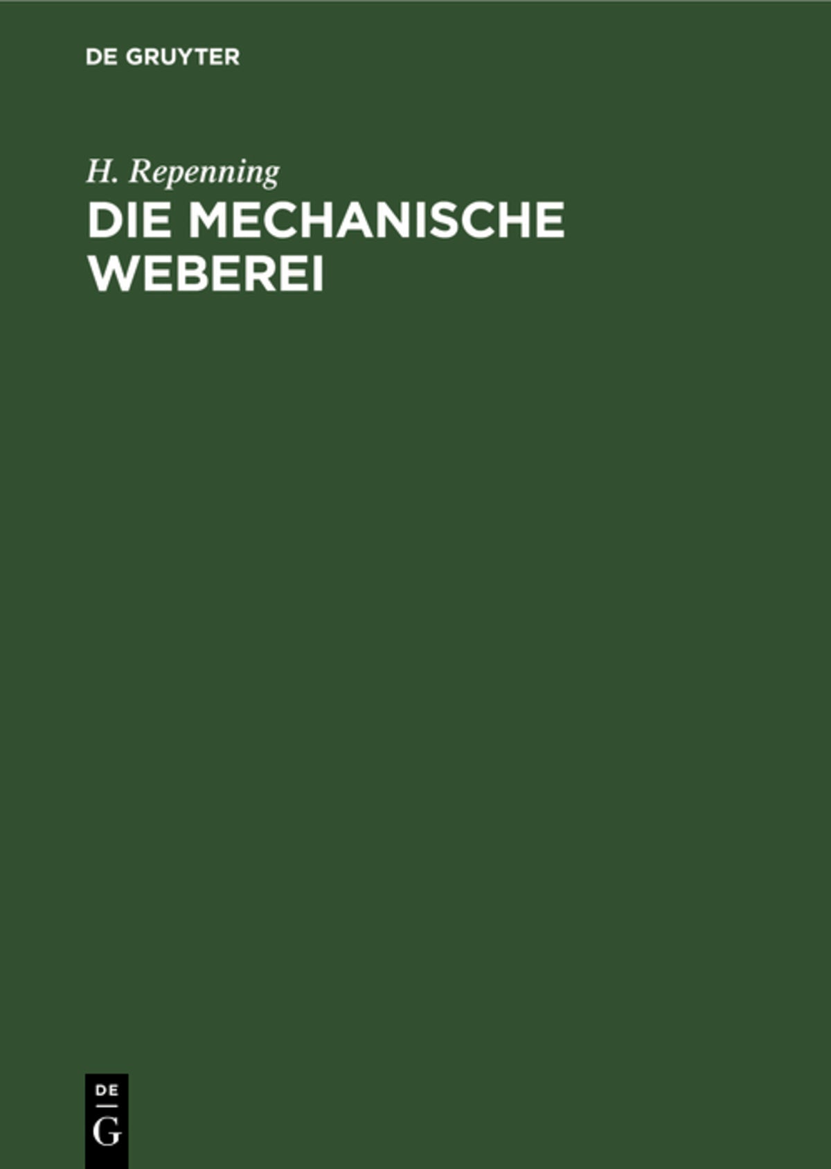 Cover image for Die mechanische Weberei ISBN 9783112467350