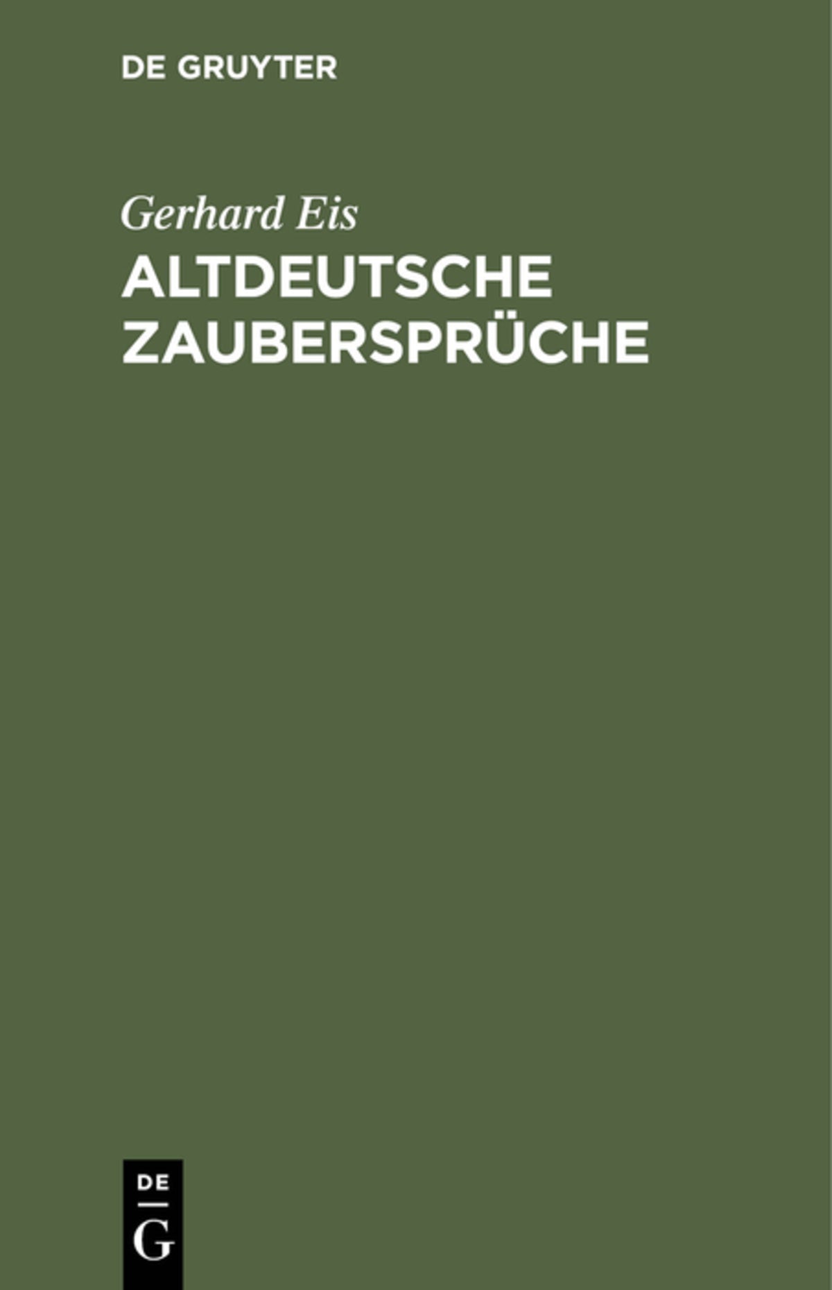 Cover image for Altdeutsche Zaubersprüche ISBN 9783110003376