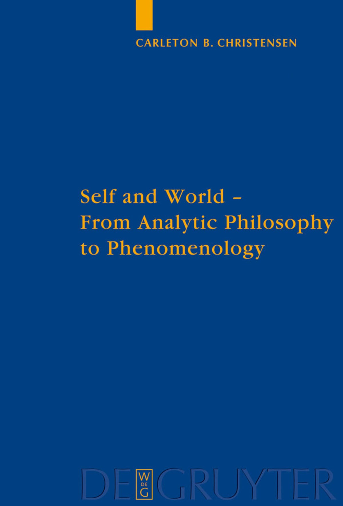 Cover image for Self and World ISBN 9783110204018