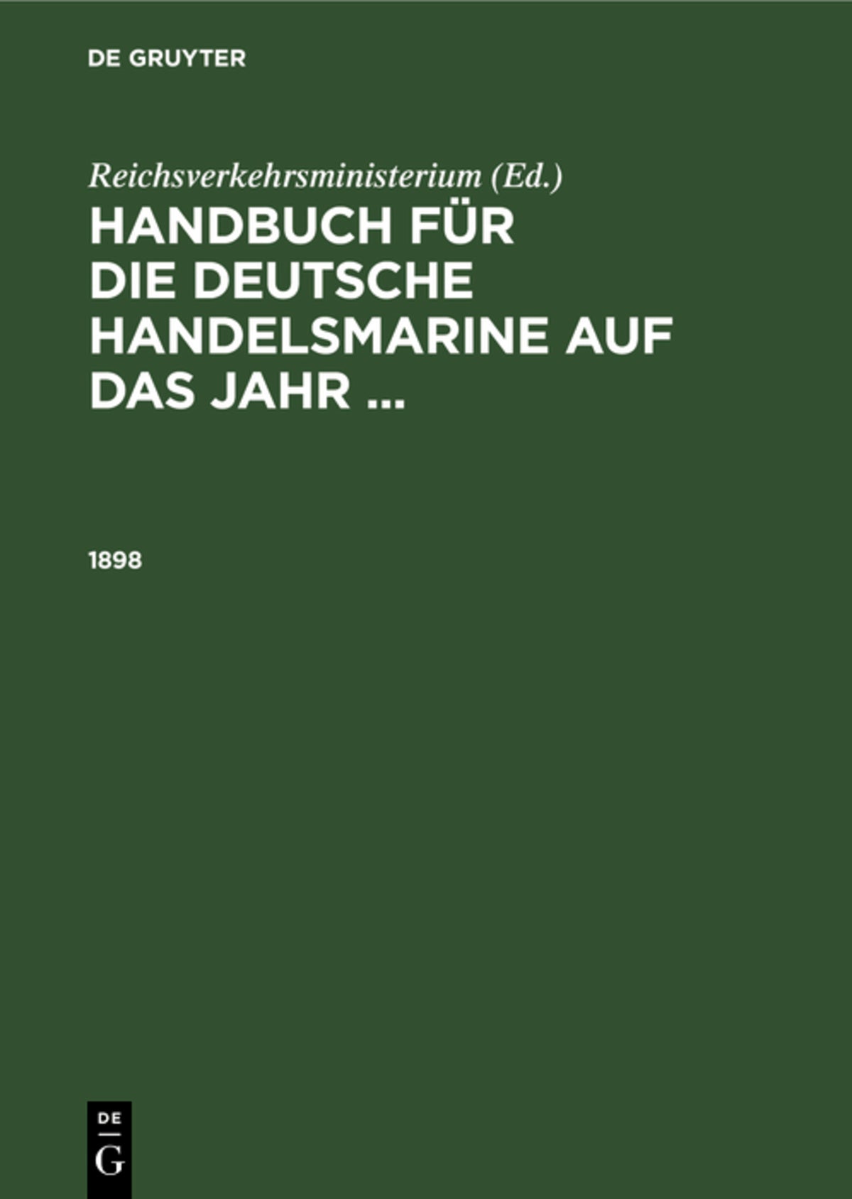 Cover image for 1898 ISBN 9783112370872