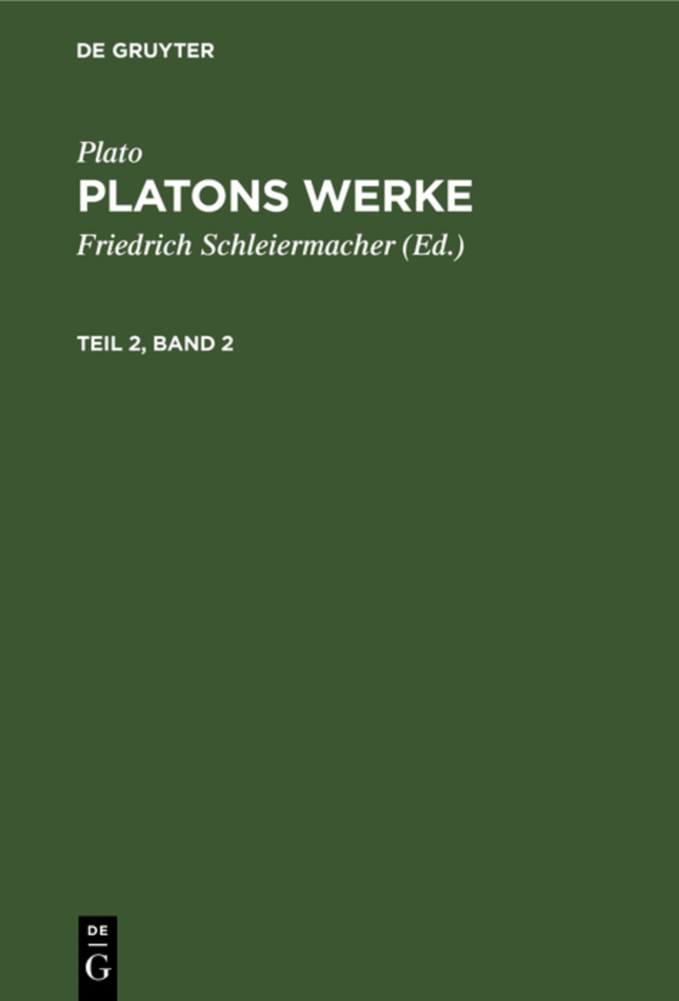 Plato: Platons Werke. Teil 2, Band 2
